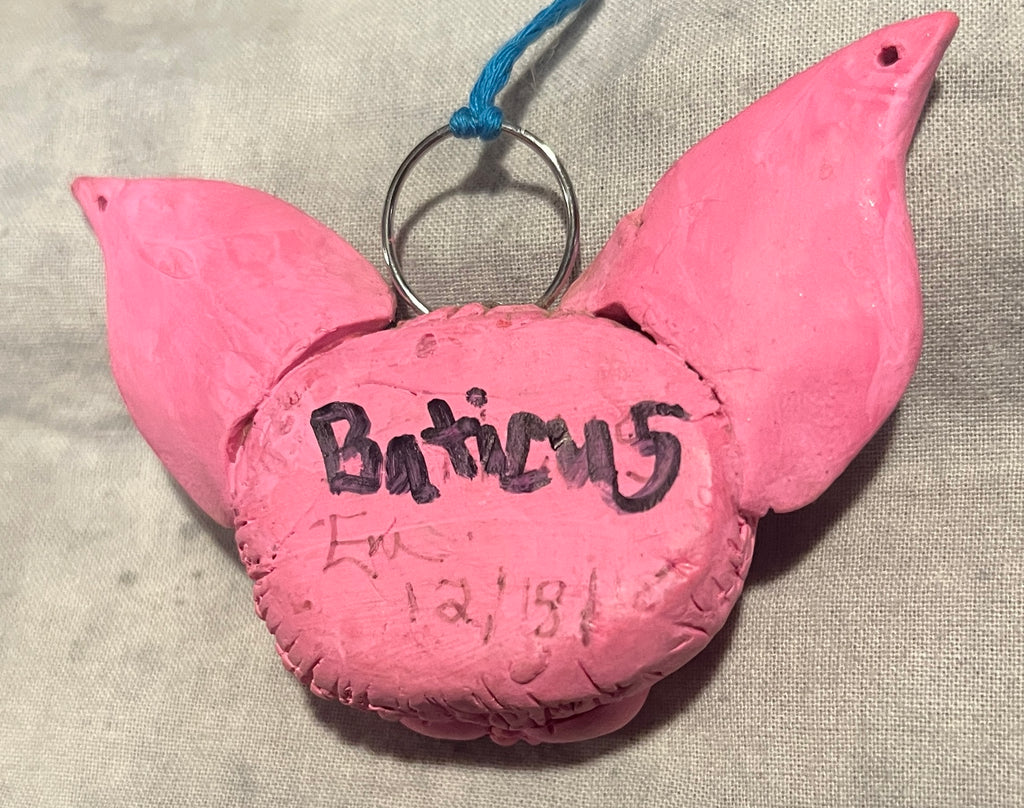 Signed and dated back of Batticus original handmade bat pendant