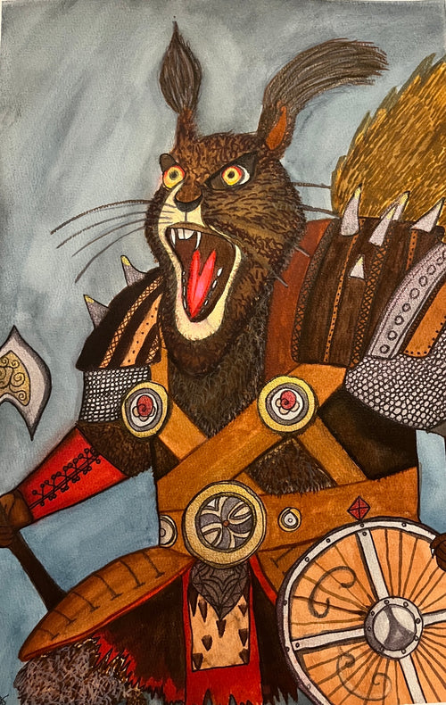 Battle Squirrel full artwork print by Emeline Morillo