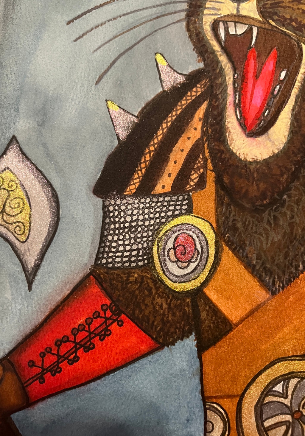 Battle Squirrel gauntlet and shoulder armor detail