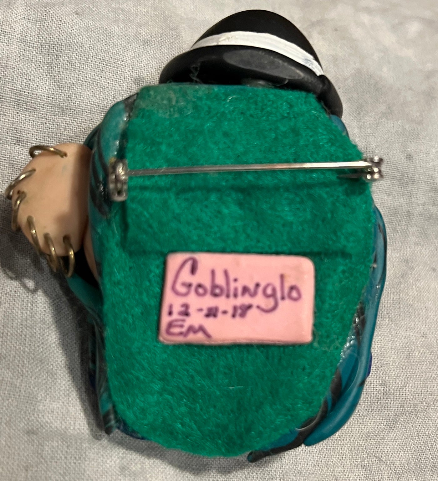 Goblinglo handmade brooch back and pin fastening