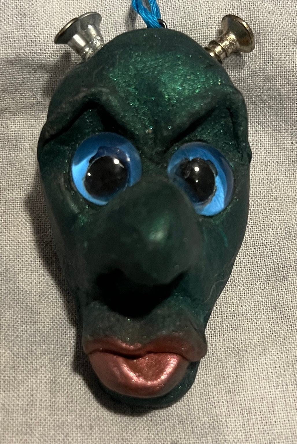 Screwball original handmade sculpted pendant, front view